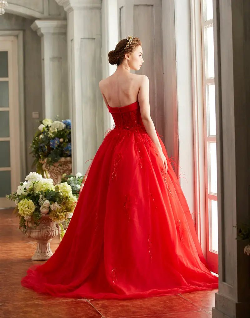 Geena Sweetheart Backless Detachable Train Gown - Mscooco.co.uk