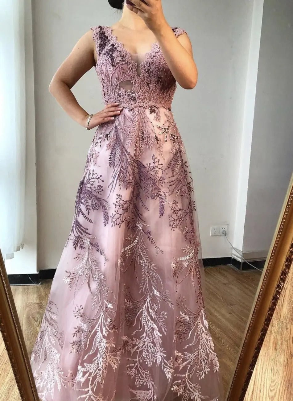 Genevieve Beading Lace Sleeveless Prom Dress - Mscooco.co.uk