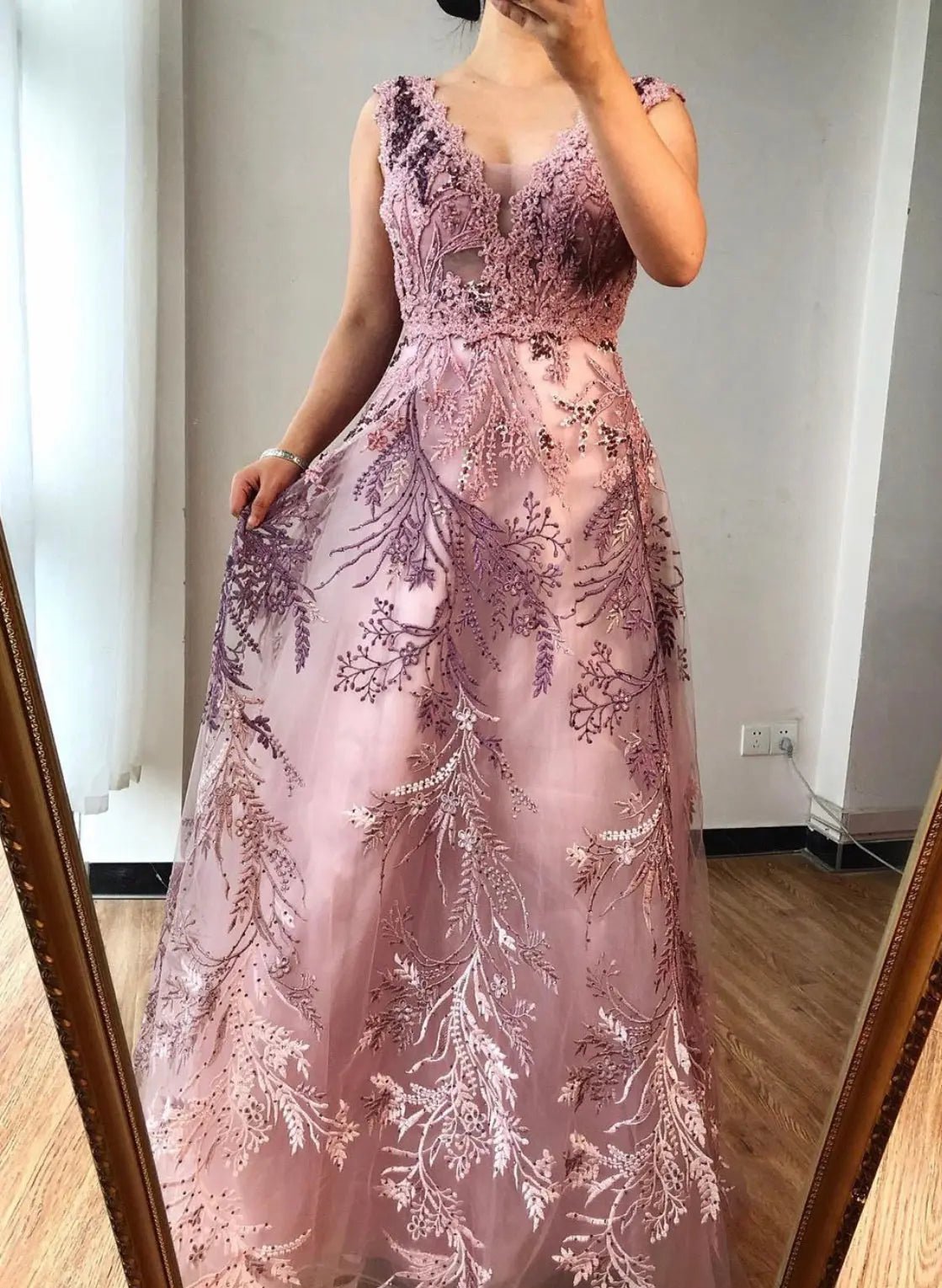 Genevieve Beading Lace Sleeveless Prom Dress - Mscooco.co.uk