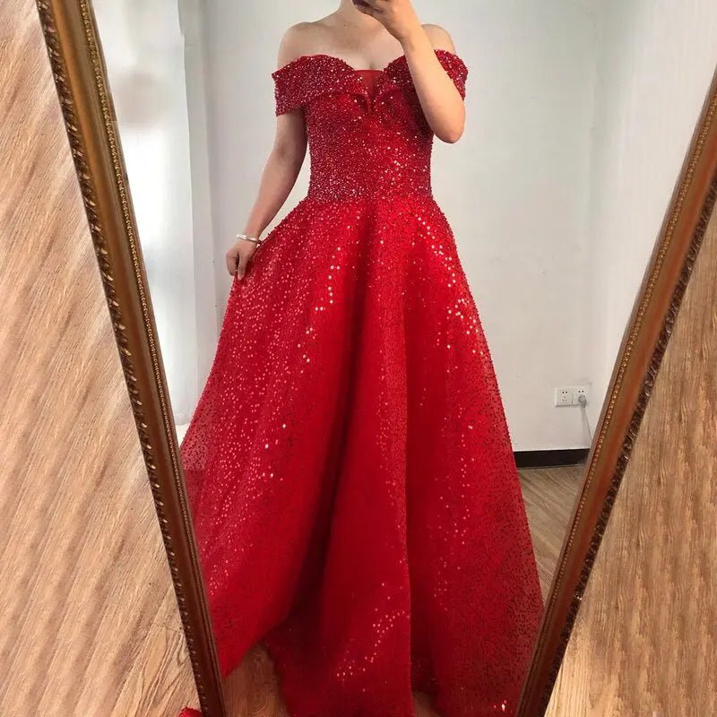 Gianna Red Sweetheart A-Line Beading Evening Dress - Mscooco.co.uk