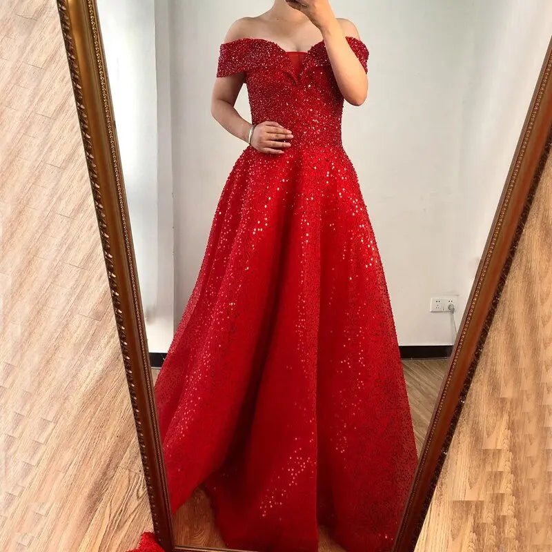 Gianna Red Sweetheart A-Line Beading Evening Dress - Mscooco.co.uk
