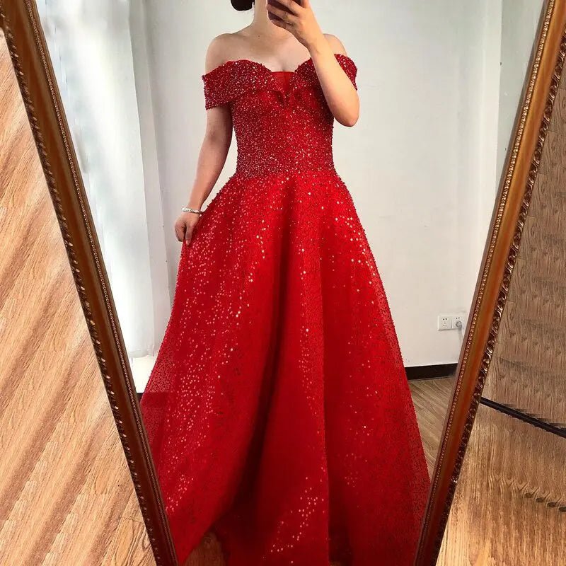 Gianna Red Sweetheart A-Line Beading Evening Dress - Mscooco.co.uk