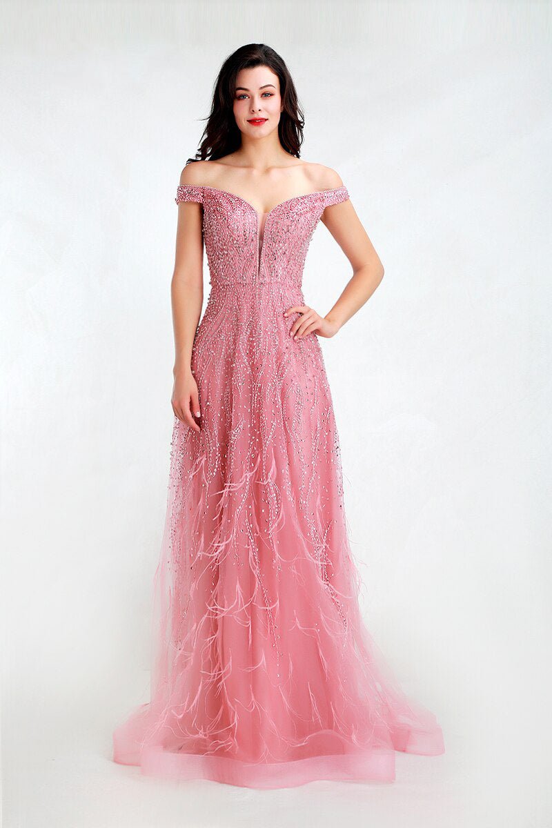 Grace - Pink Embellished Maxi Dress - Mscooco.co.uk