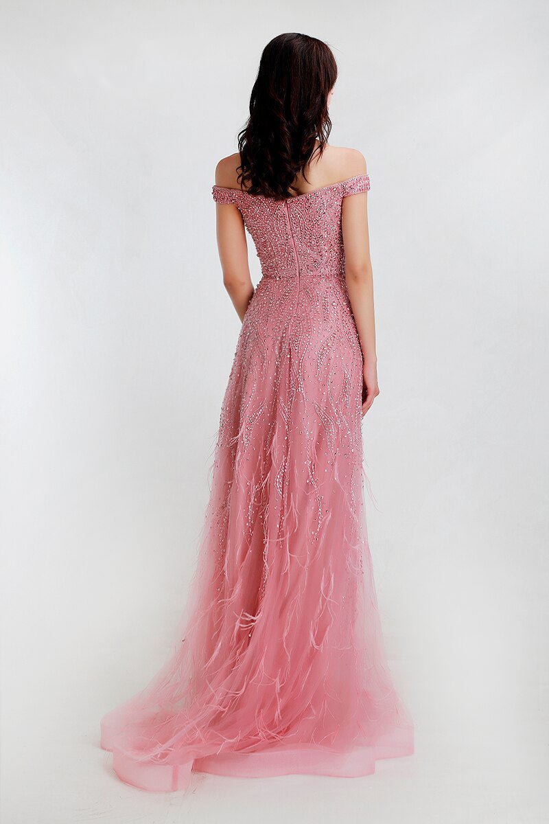 Grace - Pink Embellished Maxi Dress - Mscooco.co.uk