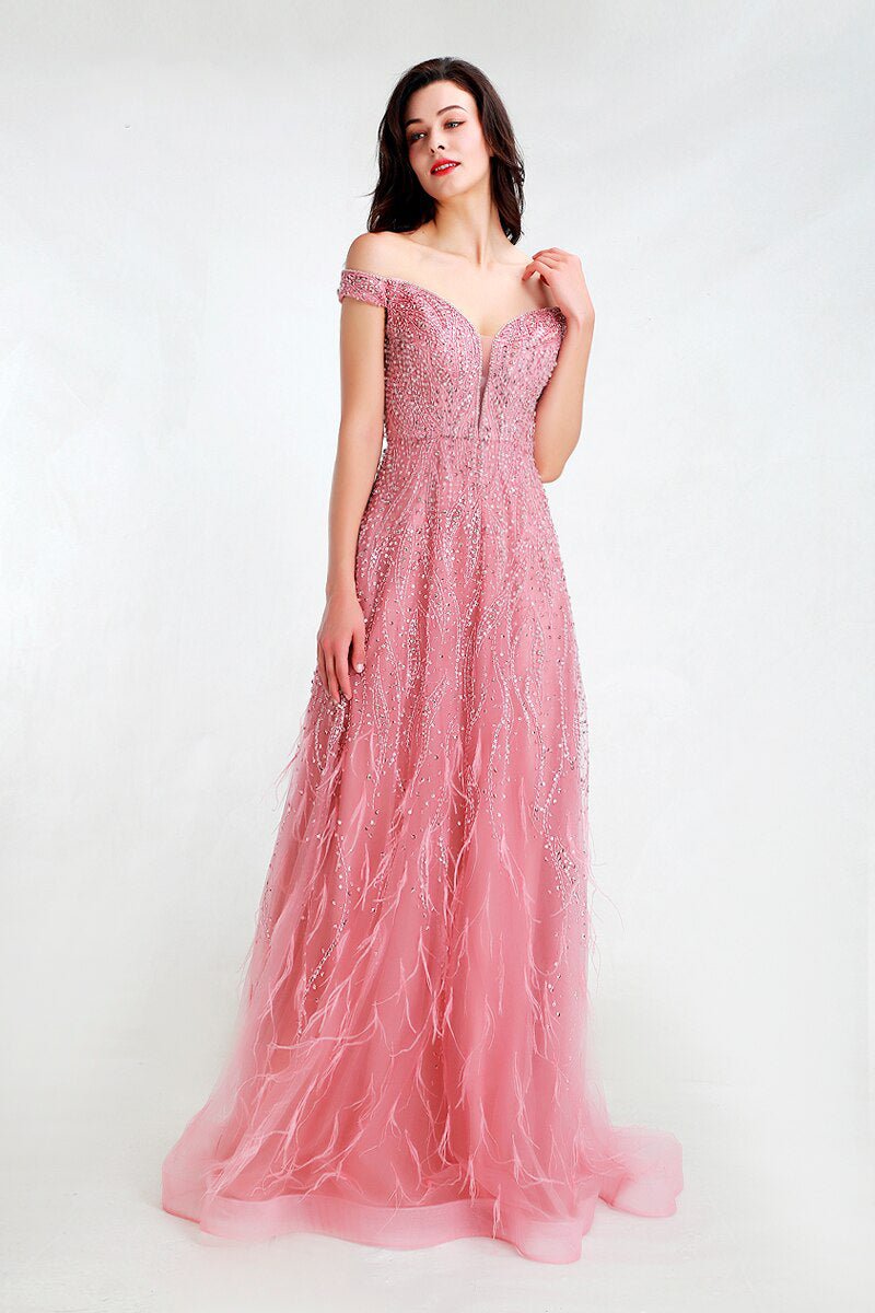 Grace - Pink Embellished Maxi Dress - Mscooco.co.uk