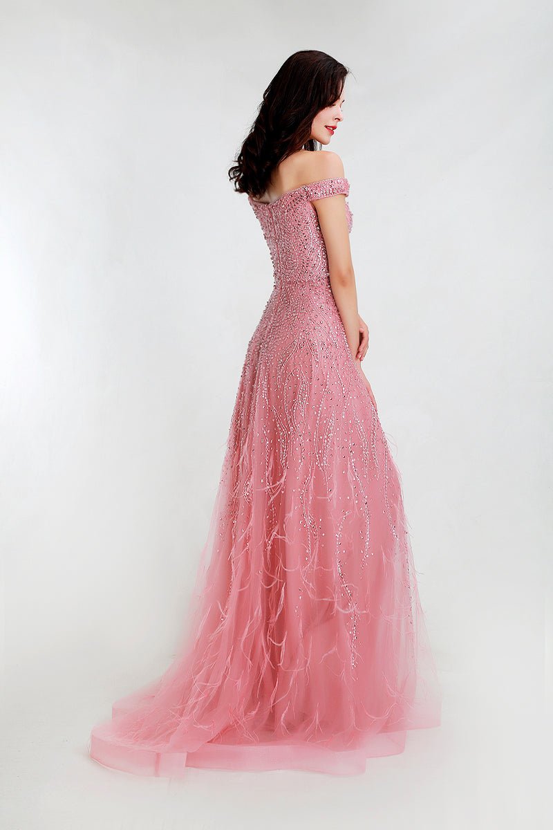 Grace - Pink Embellished Maxi Dress - Mscooco.co.uk