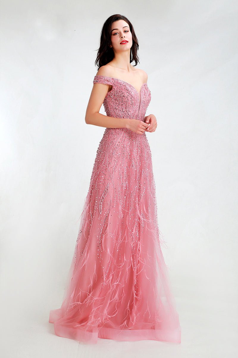 Grace - Pink Embellished Maxi Dress - Mscooco.co.uk