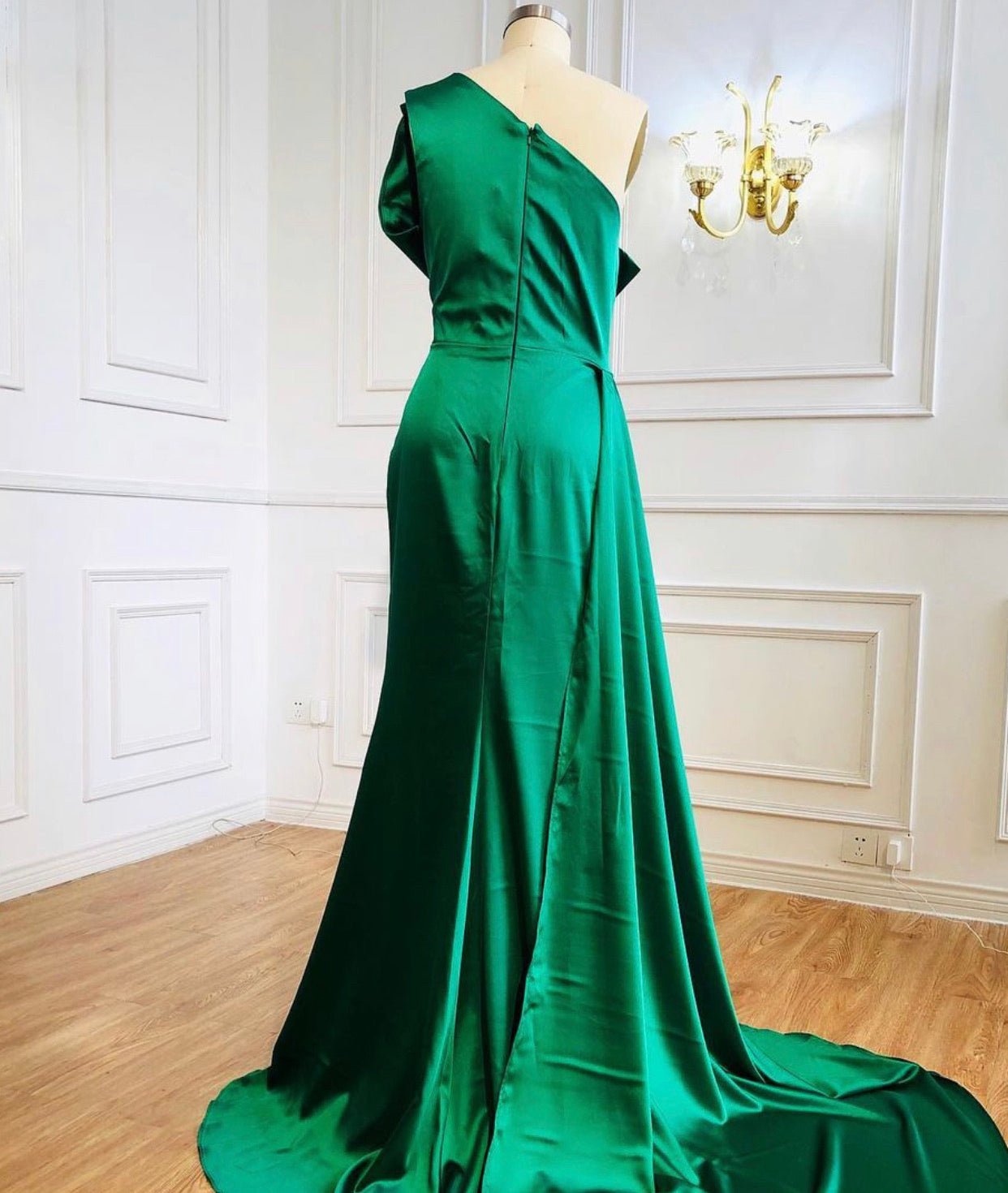 Gracie One Shoulder Satin Beading Evening Dress - Mscooco.co.uk