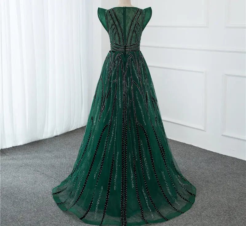 Green Crystal Luxury Mermaid Evening Gowns - Mscooco.co.uk