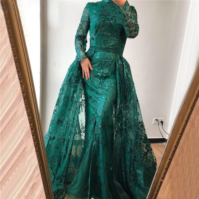 Halima - Sparkle High Neck Mermaid Dress - Mscooco.co.uk