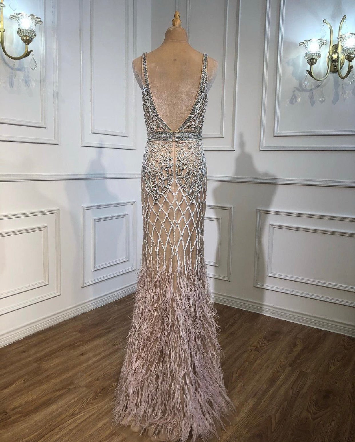 Hazel Elegant Mermaid Beading Work Evening Dress - Mscooco.co.uk