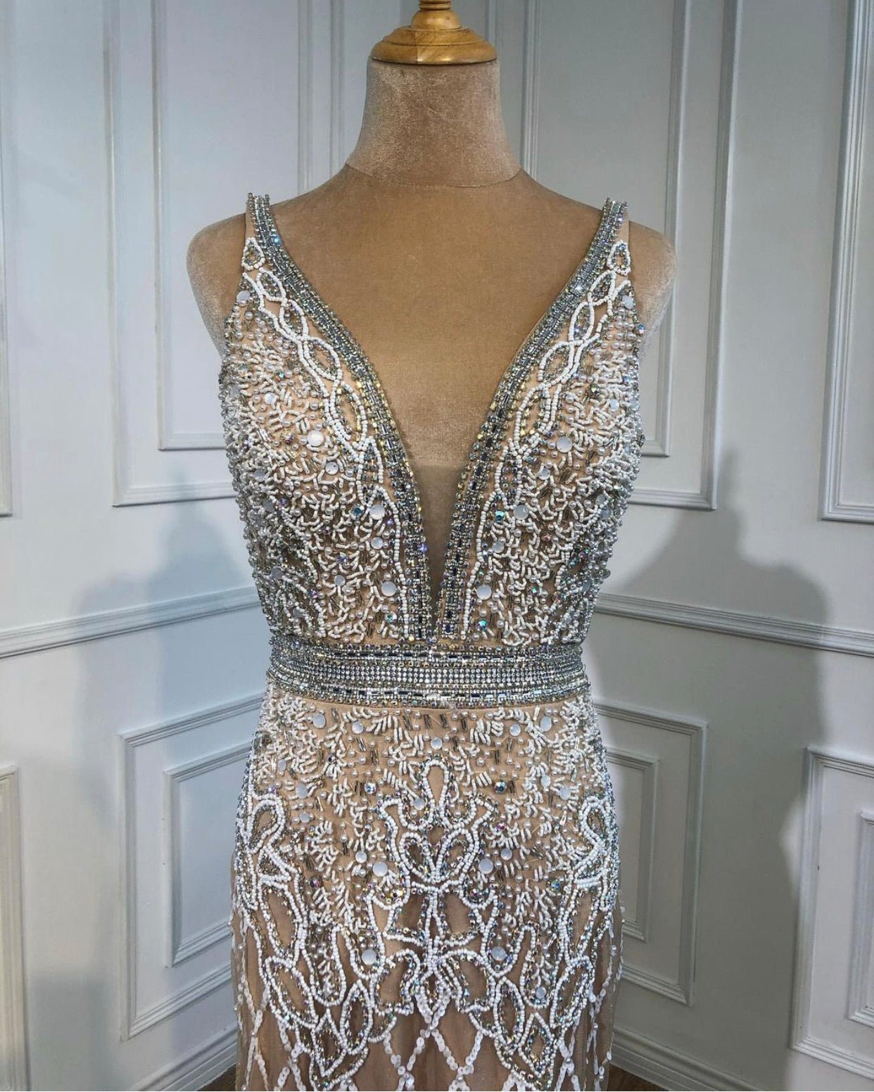 Hazel Elegant Mermaid Beading Work Evening Dress - Mscooco.co.uk