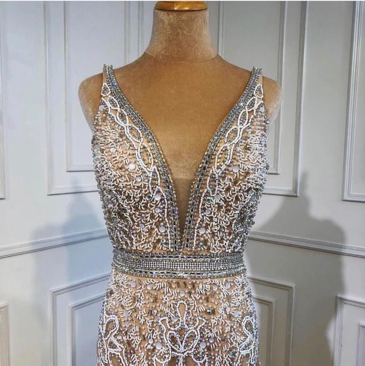 Hazel Elegant Mermaid Beading Work Evening Dress - Mscooco.co.uk