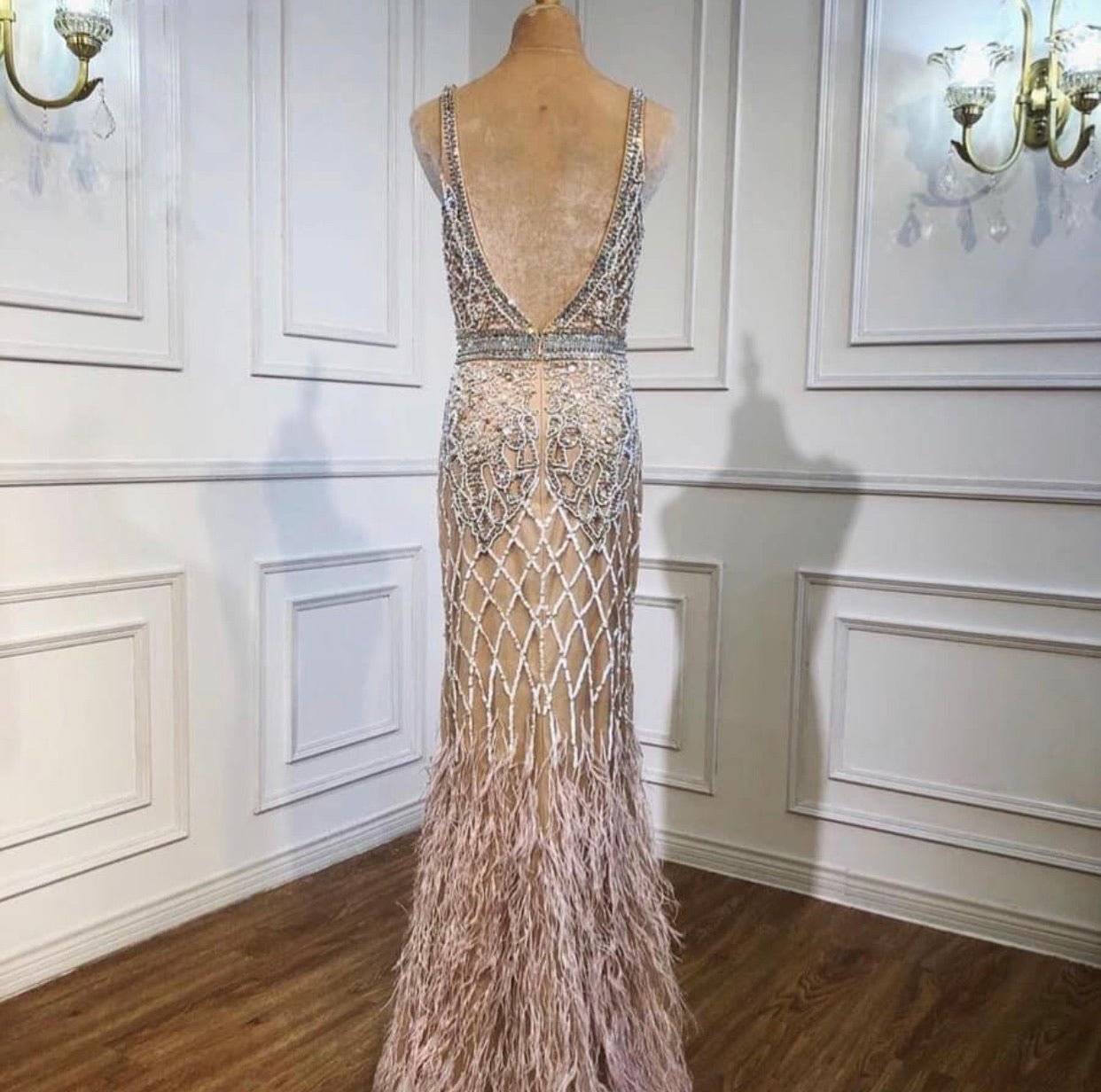 Hazel Elegant Mermaid Beading Work Evening Dress - Mscooco.co.uk