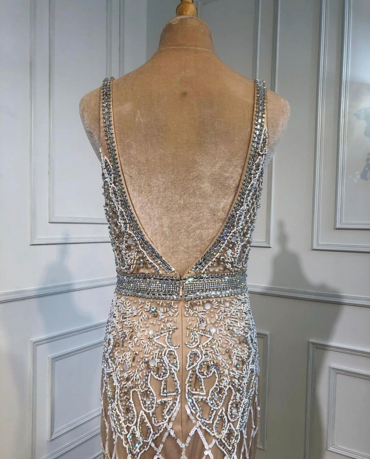 Hazel Elegant Mermaid Beading Work Evening Dress - Mscooco.co.uk