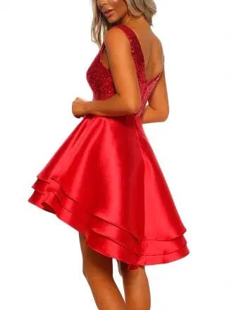 Heart Breaker Sequin Multi Layer Skater Dress - Mscooco.co.uk