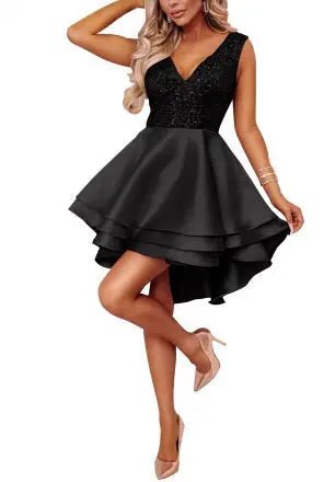 Heart Breaker Sequin Multi Layer Skater Dress - Mscooco.co.uk