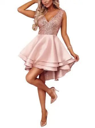 Heart Breaker Sequin Multi Layer Skater Dress - Mscooco.co.uk