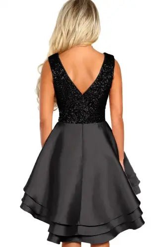 Heart Breaker Sequin Multi Layer Skater Dress - Mscooco.co.uk