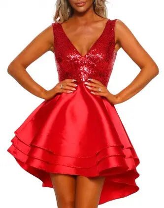 Heart Breaker Sequin Multi Layer Skater Dress - Mscooco.co.uk
