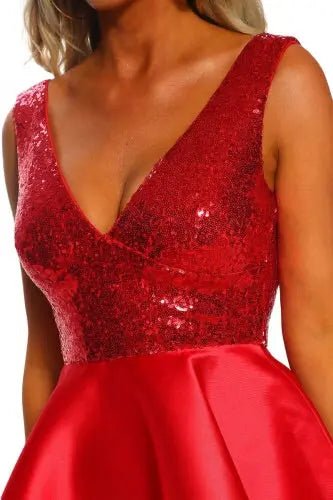 Heart Breaker Sequin Multi Layer Skater Dress - Mscooco.co.uk