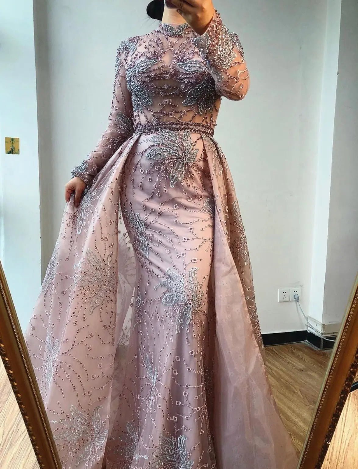 Heavin Long Sleeves Beading Evening Dress - Mscooco.co.uk