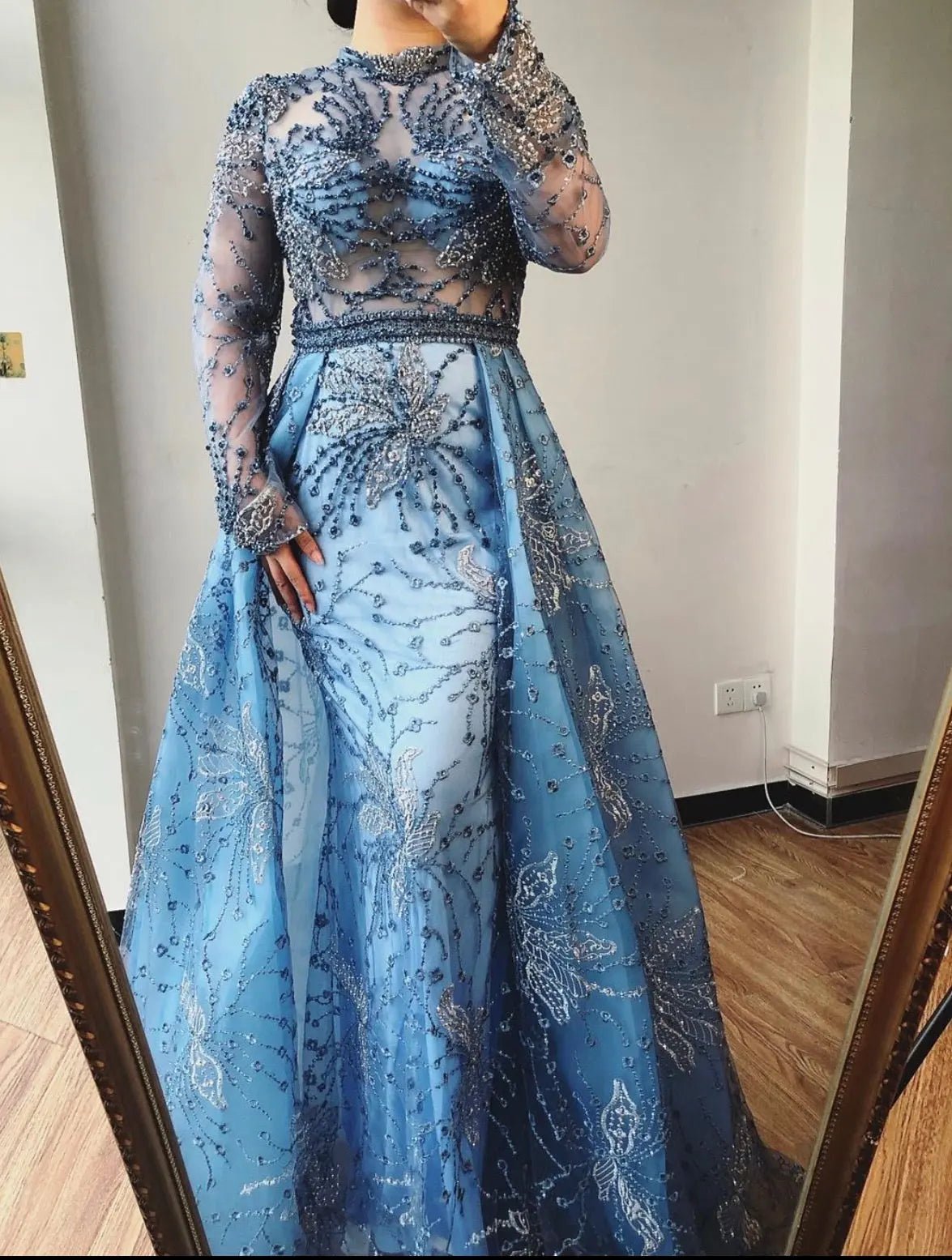 Heavin Long Sleeves Beading Evening Dress - Mscooco.co.uk
