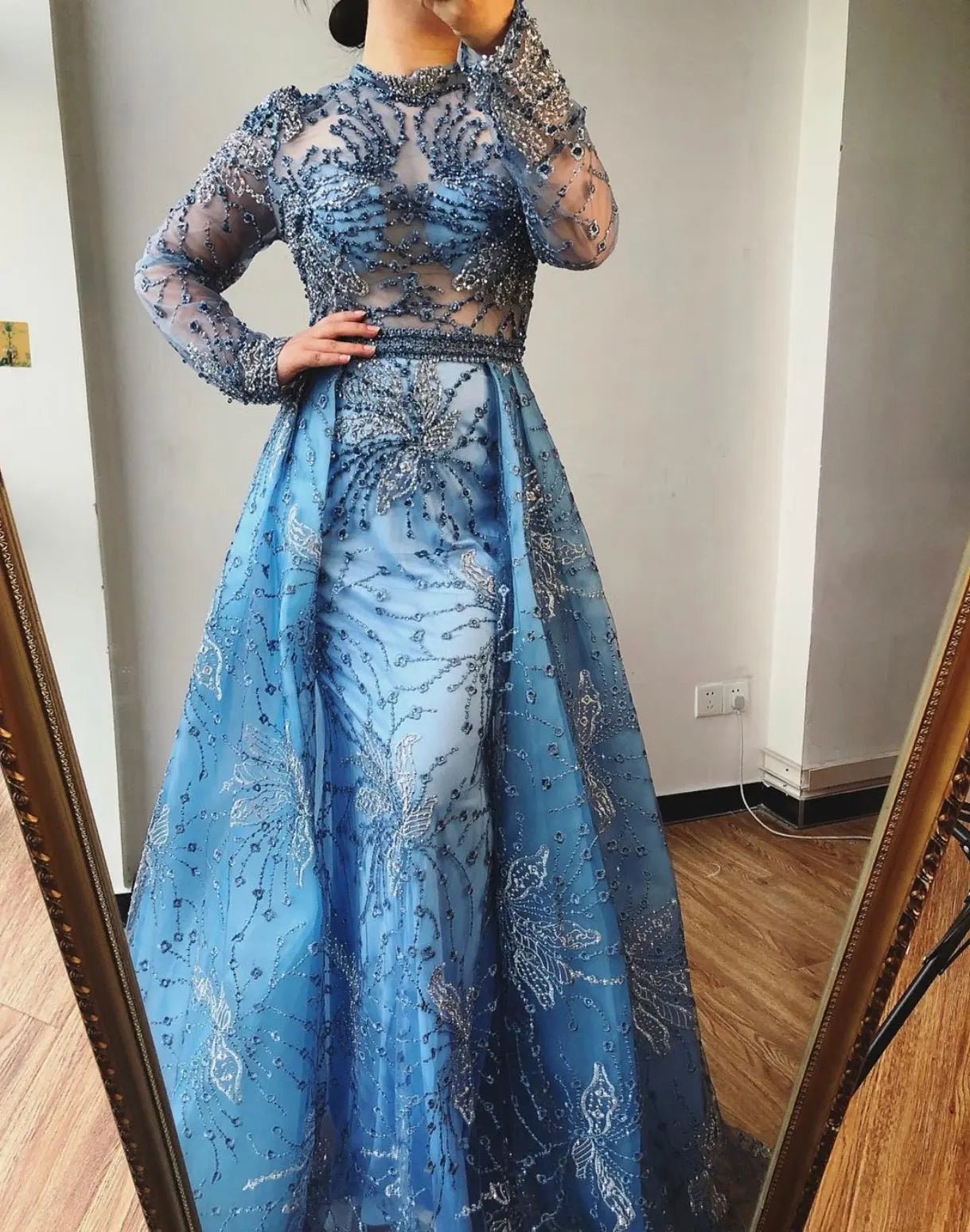 Heavin Long Sleeves Beading Evening Dress - Mscooco.co.uk