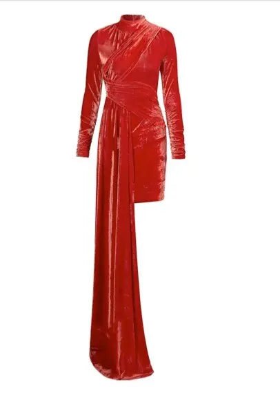 High Collar Cross Folds Elastic Velvet Ribbons Mini Dress - Mscooco.co.uk