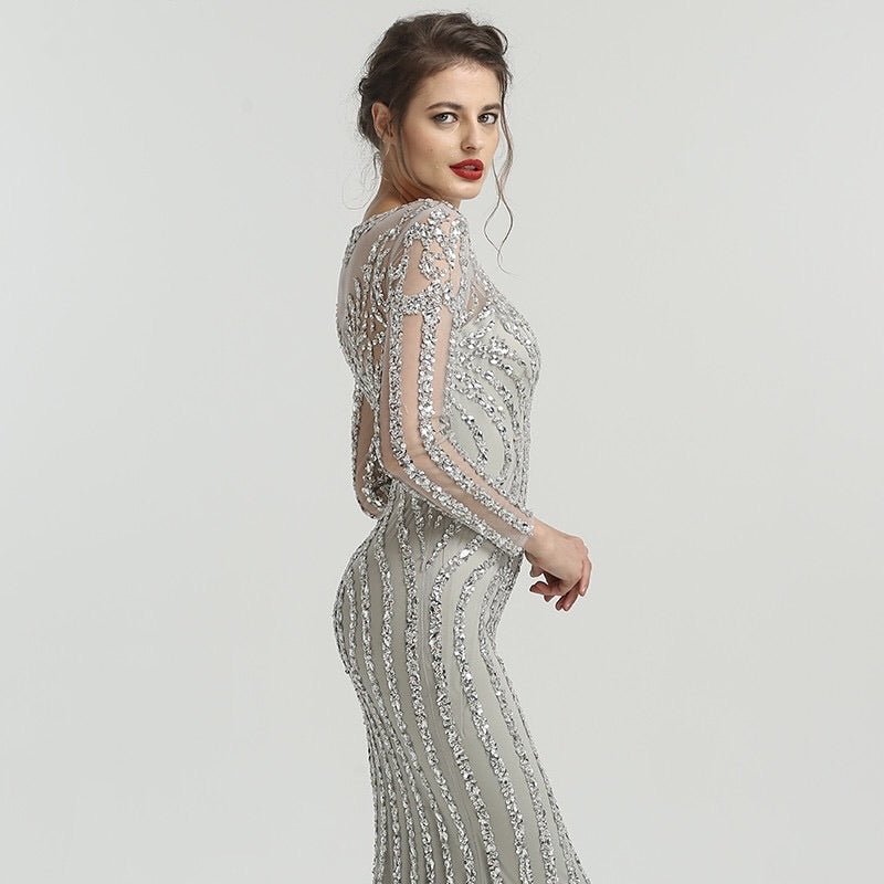 Huda Beaded Long Sleeves Maxi Dress - Mscooco.co.uk