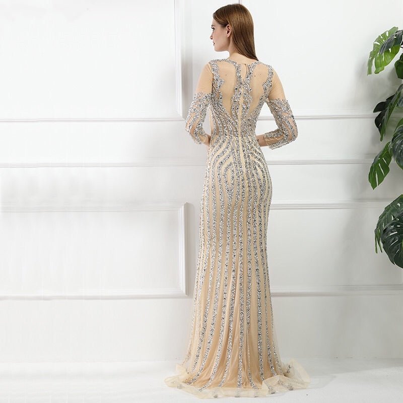 Huda Beaded Long Sleeves Maxi Dress - Mscooco.co.uk