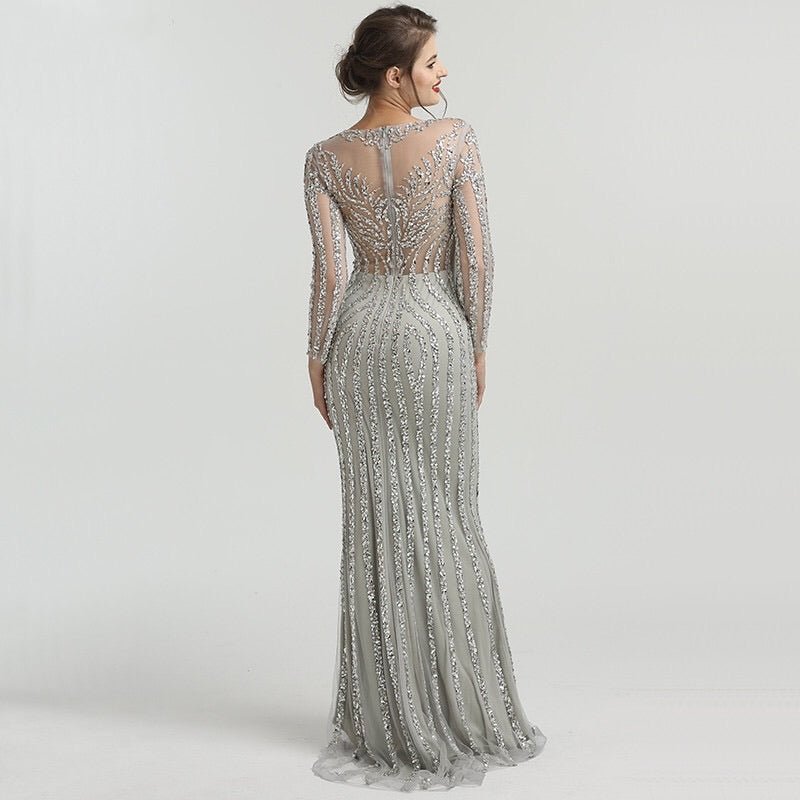 Huda Beaded Long Sleeves Maxi Dress - Mscooco.co.uk