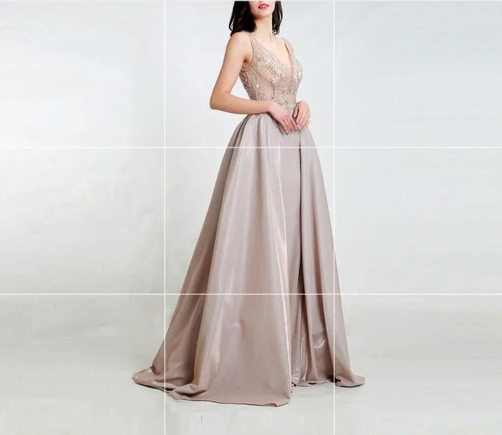 Illusion Beading Backless A-line Dress - Mscooco.co.uk
