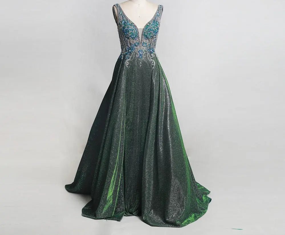 Illusion Beading Backless A-line Dress - Mscooco.co.uk