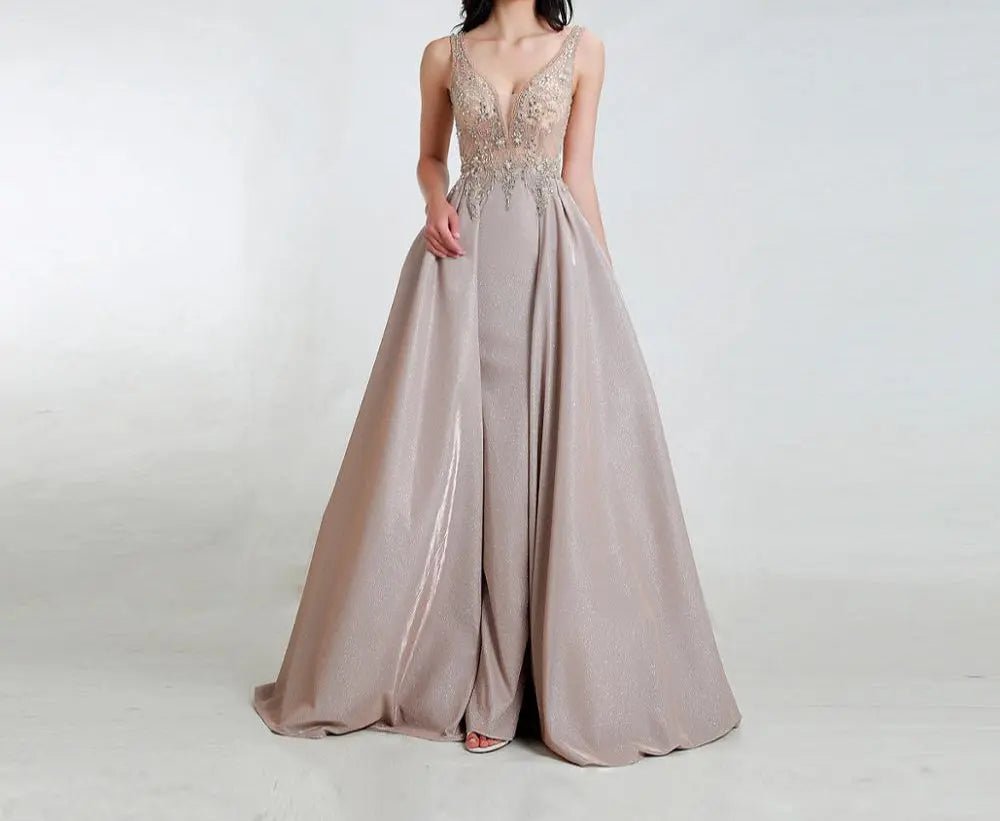 Illusion Beading Backless A-line Dress - Mscooco.co.uk