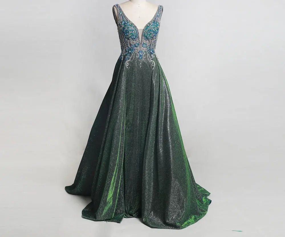 Illusion Beading Backless A-line Dress - Mscooco.co.uk