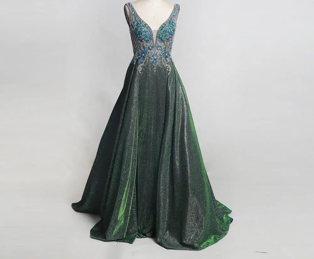 Illusion Beading Backless A-line Dress - Mscooco.co.uk