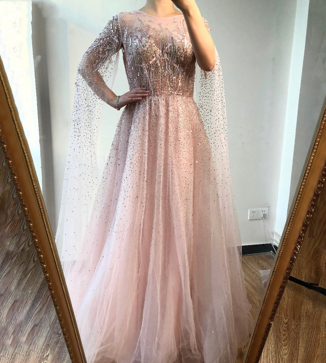 Pink Luxury A-Line Evening Gown Mscooco.co.uk