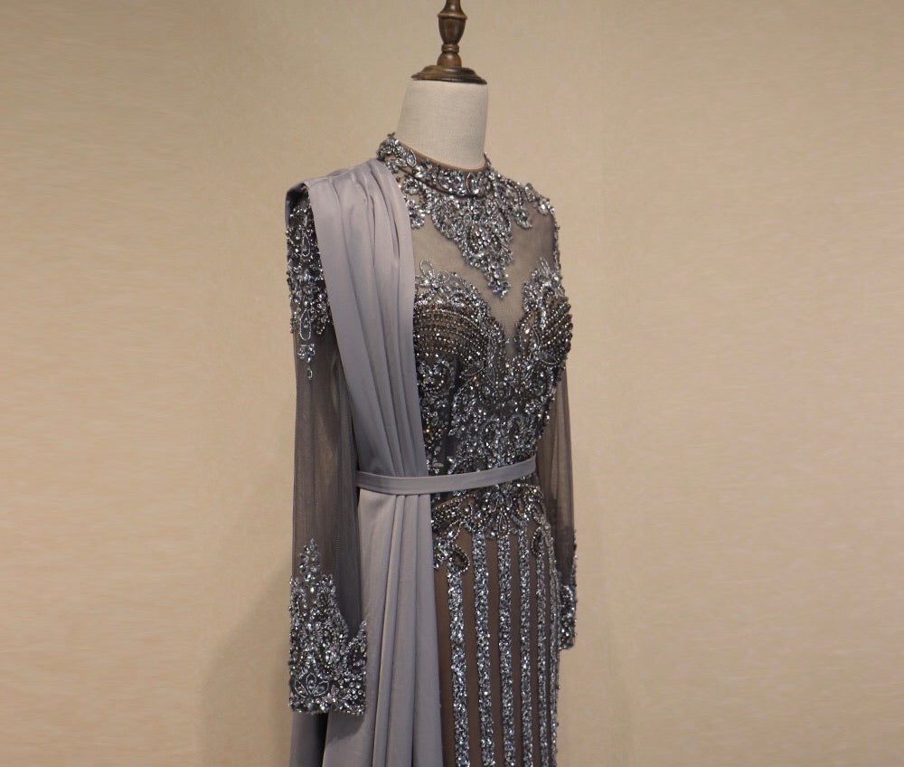Stephanie Evening Maxi Dress With Skirts Mscooco.co.uk