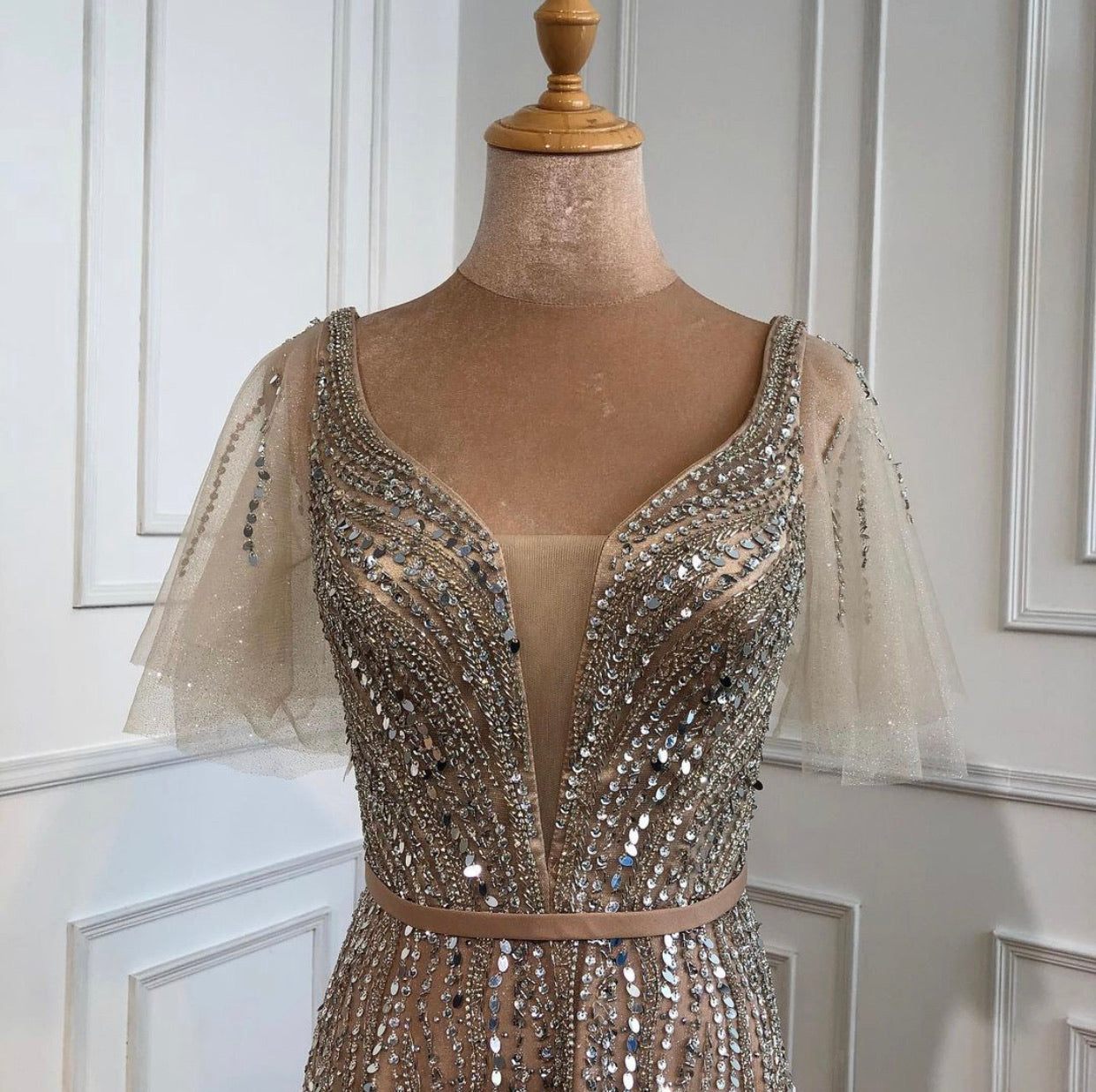 Tinley Flare Sleeves Beading Evening Dress Mscooco.co.uk