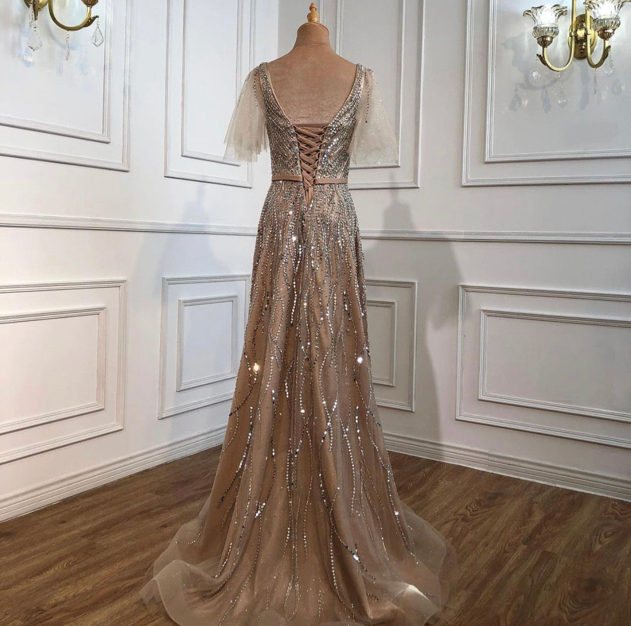 Tinley Flare Sleeves Beading Evening Dress Mscooco.co.uk