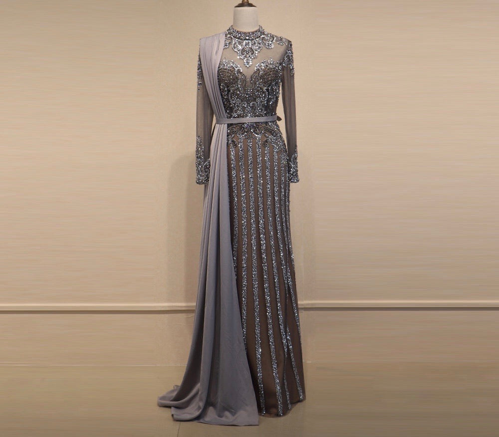 Stephanie Evening Maxi Dress With Skirts Mscooco.co.uk