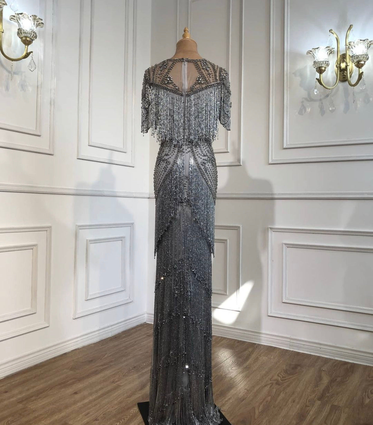 Yadira Beading Tassel Mermaid Evening Dress Mscooco.co.uk