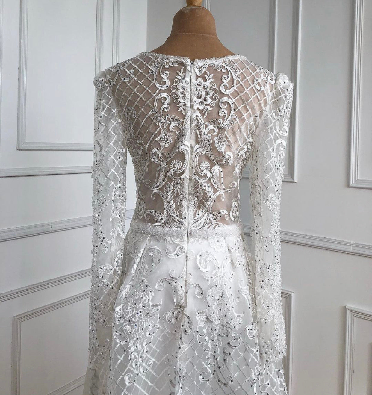 Serena White Luxe Beading Embellished Evening Gown MSCOOCO