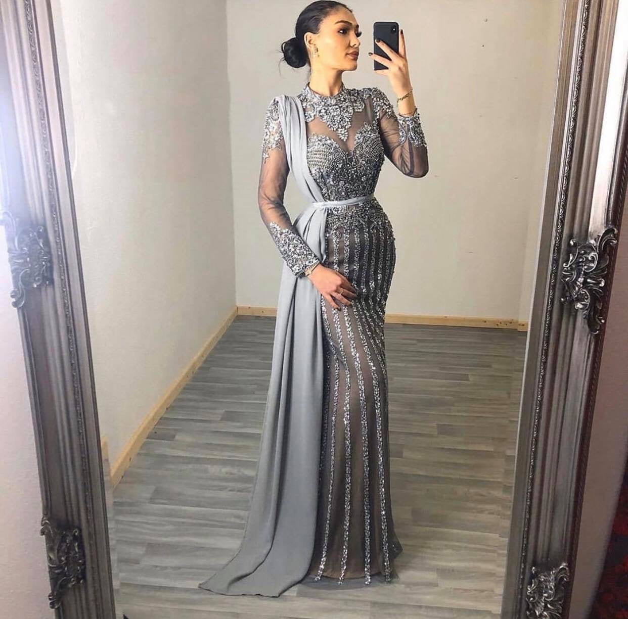 Stephanie Evening Maxi Dress With Skirts Mscooco.co.uk