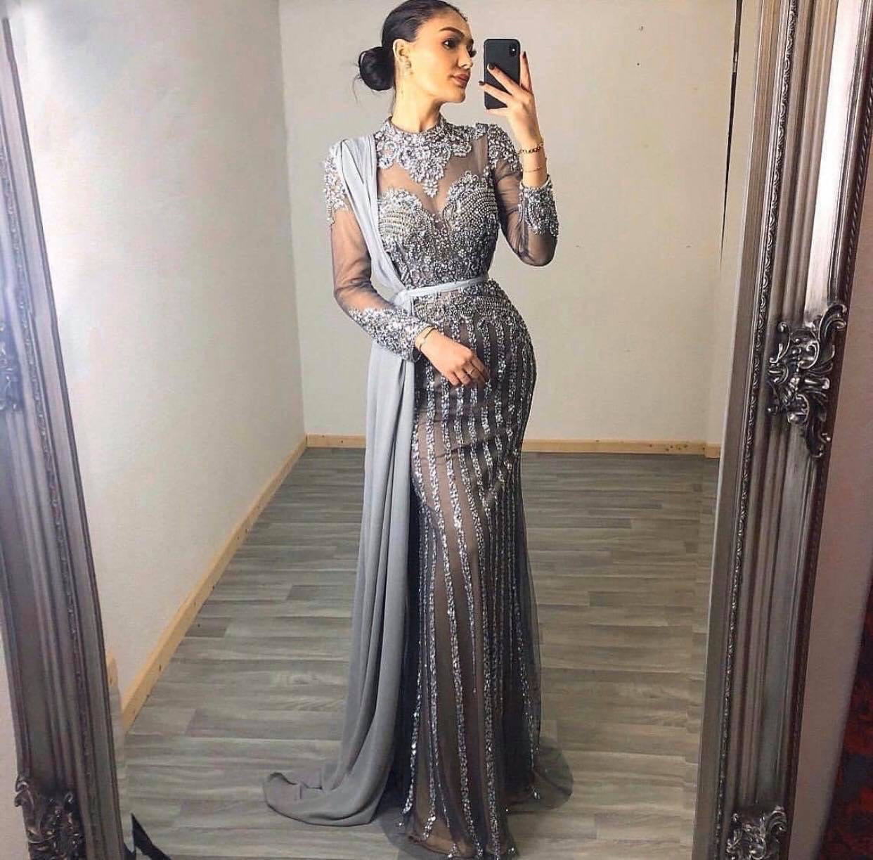 Stephanie Evening Maxi Dress With Skirts Mscooco.co.uk
