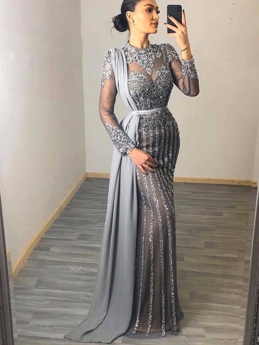 Stephanie Evening Maxi Dress With Skirts Mscooco.co.uk