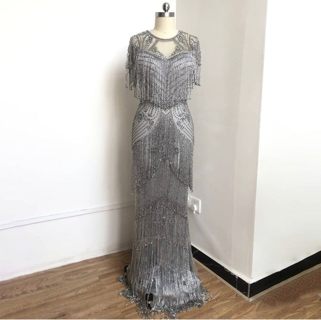 Yadira Beading Tassel Mermaid Evening Dress Mscooco.co.uk