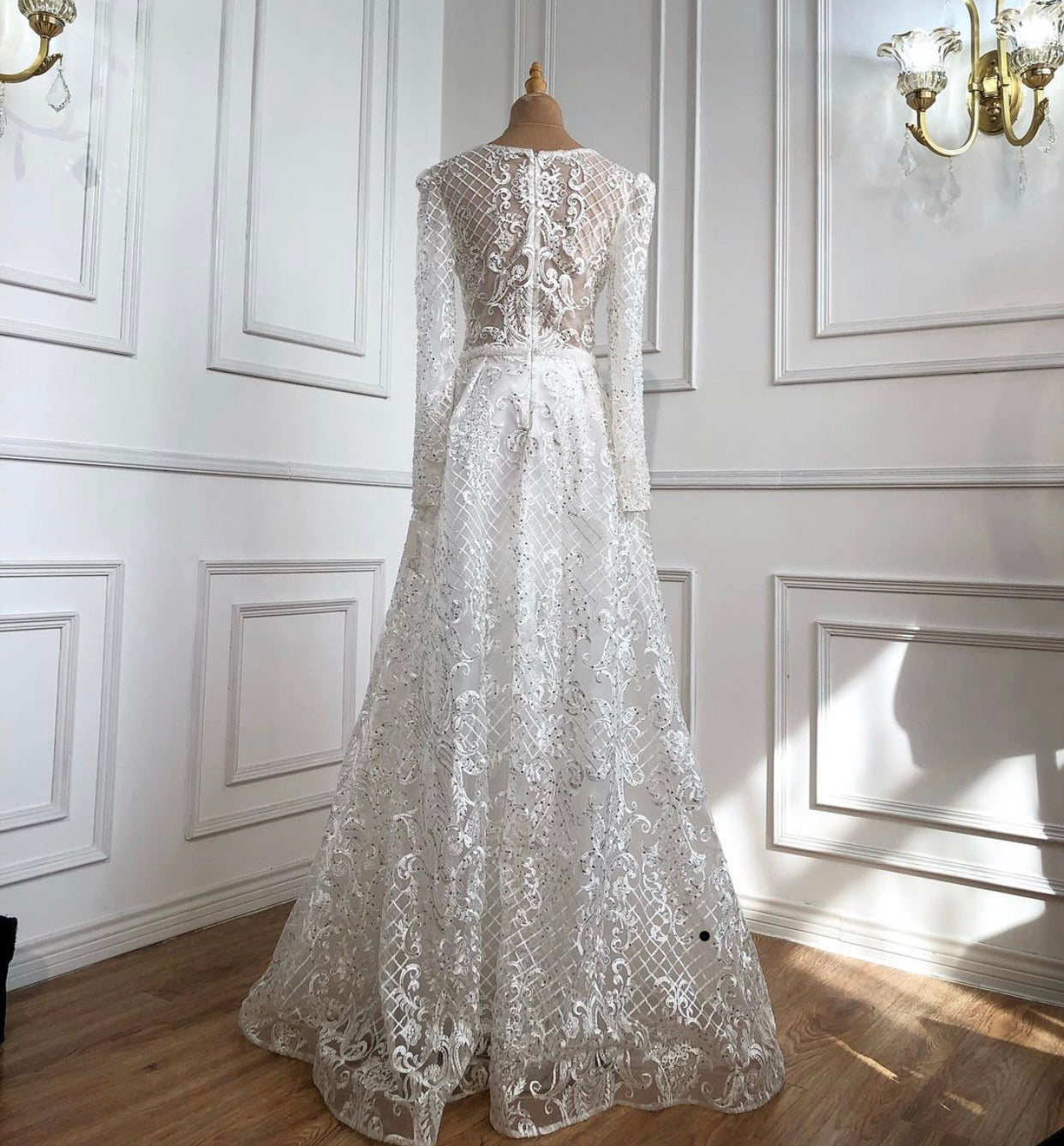 Serena White Luxe Beading Embellished Evening Gown MSCOOCO