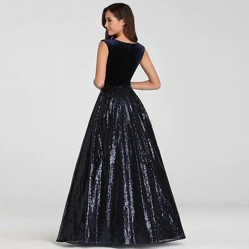 Isidora Navy Blue Elegant Beading Sequin Gown - Mscooco.co.uk